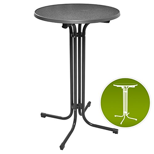 Beautissu Bellini Stehtisch rund klappbar Ø 70 cm grau - Bistrotisch Klapptisch wackelt nicht & platzsparend verstaubar