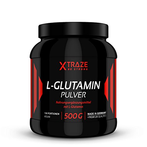 L-Glutamin Pulver 500g – geschmacksneutral hochdosiert vegan 100% rein und ohne Zusatzstoffe - Qualität aus Deutschland - Aminosäure für Kraftsport | Bodybuilding | Fitness