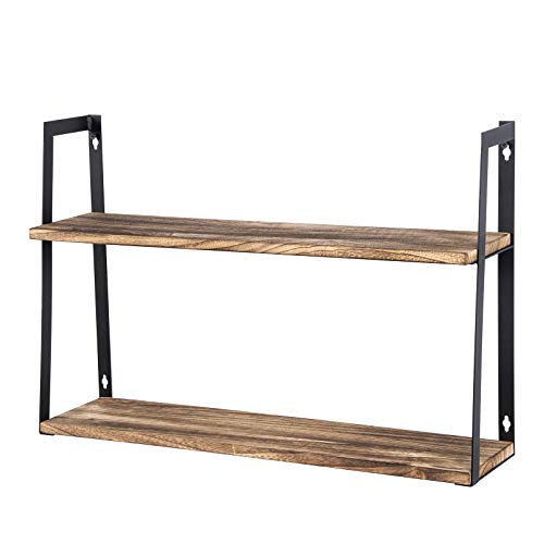 WOLTU Wandregal Schweberegal Hängeregal Bücherregal Wohnzimmer Schlafzimmer CD DVD Regal Holz&Metall RG9353ei