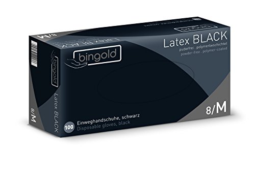 Einmalhandschuhe Latex BLACK puderfrei, Größe M, 100-er Pack