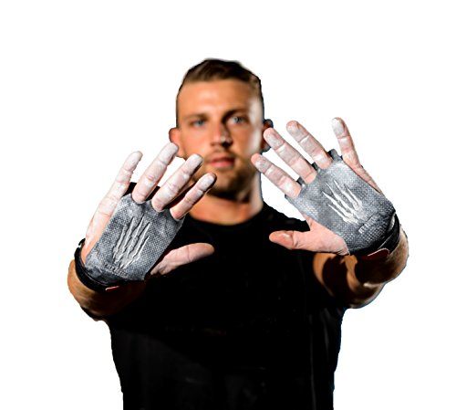 Bear KompleX 3 hole hand grips and gymnastics grips Great for Cross fitness, pullups, weight lifting, chin ups, training, exercise, kettlebell, more. Protect your palms from rips! LARGE 3hole CARBON