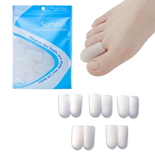10 Stücke 100% Gel Zehenkappen mit komfortablen und weichen Schutzmaterialien, Schutz vor Blasenbildung， geeignet für den großen und kleinen Zeh (Fünf paar Zehe-Sets)