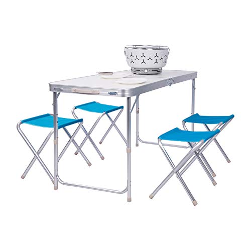 WOLTU Campingtisch Klapptisch Gartentisch Sitzgruppe Picknicktisch Campingmöbel Set, Tisch mit 4 Stühle, Tischplatte aus MDF, CPT8127sg