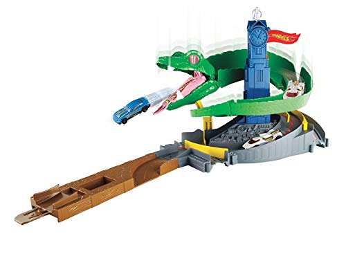Hot Wheels FNB20 City Kobra Angriff Set, großes Spielset mit Schlange inkl. 1 Spielzeugauto, und Starter, ab 4 Jahren