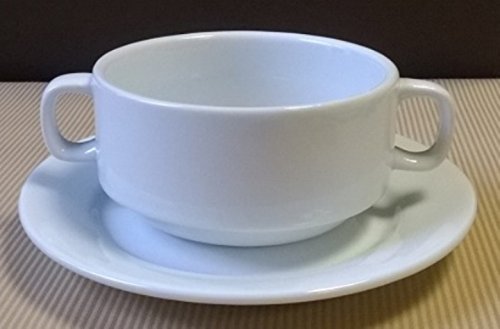 12 Suppentassen 30 cl Gastro Hotelporzellan weiss mit Untertasse