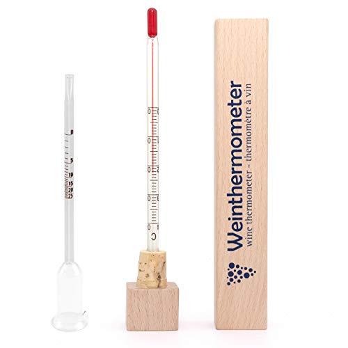 Lantelme Wein Thermometer Vinometer Set Weinthermometer Holz Alkoholgehalt Anzeiger Glas 6416