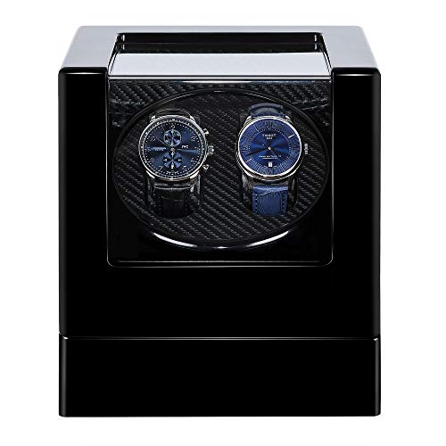 Kalawen Uhrenbeweger fur Automatikuhren 2 Uhren Watch Winder Box für alle Automatikuhren Mechanischen Uhren mit leisem Wechselstromadapter oder batteriebetrieben