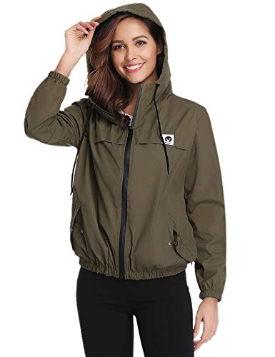 Abollria Damen Regenjacke Leichte Kurze Jacke mit Atmungsaktiv Futter Herbst Wasserdichte Übergangjacken mit Kapuze
