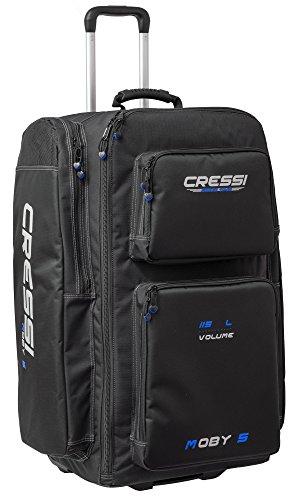 Cressi Moby 5 Tauchtasche, Schwarz Logo-Blau, 76 x 40 x 28 cm