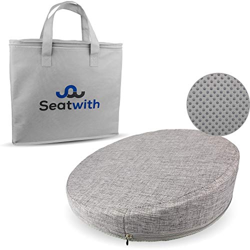 Orthopädisches Keilkissen/Sitzkeil - Rund Ø 34cm mit Anti-Rutsch Bezug und Tragetasche sorgt für gerade Körperhaltung maximale Rückenmuskulatur Steißbein und Bandscheiben-Entlastung Autokeilkissen