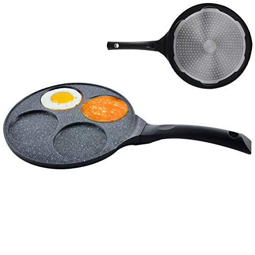 ORION Augenpfanne Spiegelei-Pfanne für 4 Eier Crepepfanne für Gas Induktion Antihaftbeschichtete Ø 27 cm GRANDE