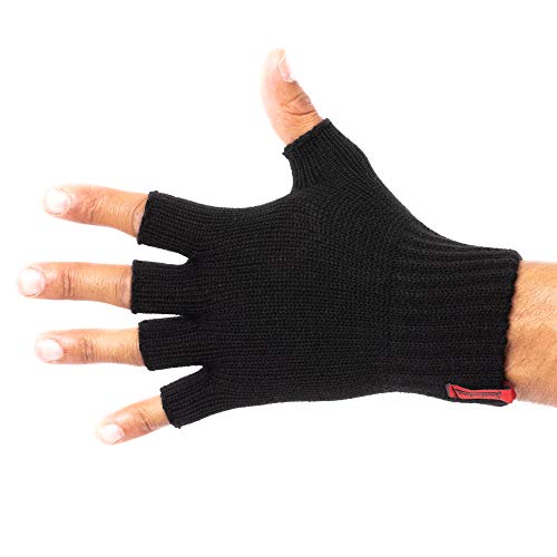 SMILODOX Fingerlose Handschuhe | Praktische Winterhandschuhe aus Strick | Angenehm weich und flauschig für Alltag & Freizeit | Unisex & One-Size, Farbe:Schwarz