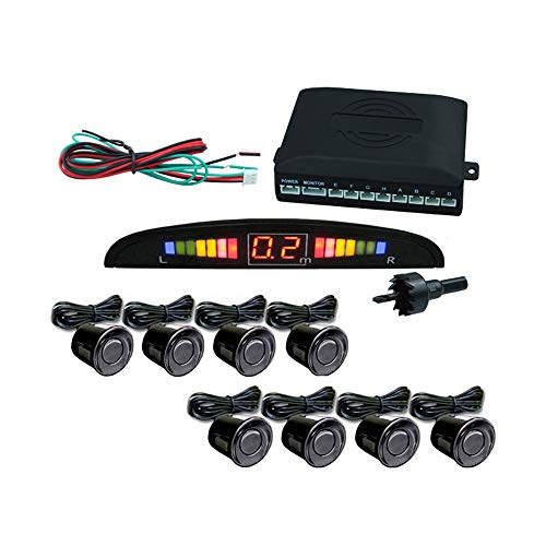 Hengda Einparkhilfe 8 Sensoren Rückfahrsystem mit LED Farb Display Parkhilfe in Schwarz