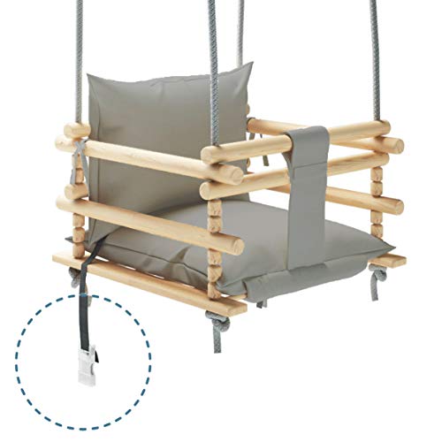 MAMOI Kinderschaukel, Schaukel für Kinder, Schaukel 3 in 1 + SICHERHEITSGURT, Kleinkindschaukel, Baby schaukel und Schaukelsitz, Kinder schaukel Holz