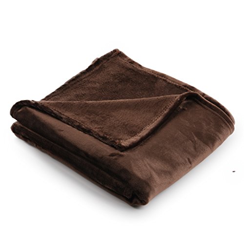 HT PJ Flauschig Weiche Kuscheldecke, Cashmere-Touch Wohndecke, Tagesdecke, Flannel-Fleece, Braun, XXL 150x200 cm