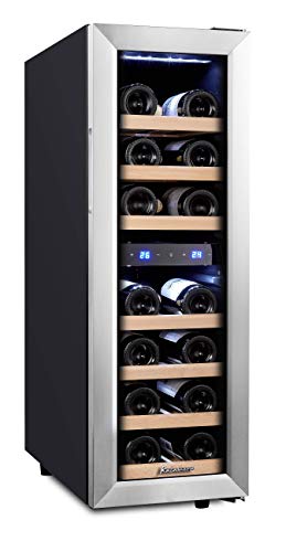 Kalamera 75BSS Weinkühlschrank • Kompressionskühler • 2 Zonen • Volumen: 65 Liter • 19 Flaschen • Kühltemperatur: 5-18 °C /10-18 °C • 7 x Holzeinschub