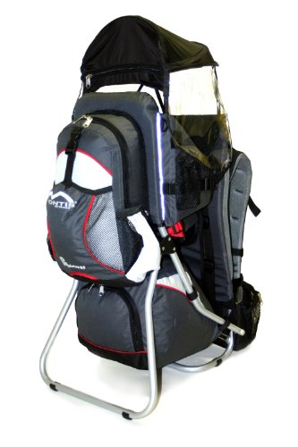 MONTIS HOOVER - Rückentrage Kinder - Wandertrage-Rucksack-System mit einstellbarem Sitz, stabilem Tragesitz, grau