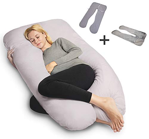 QUEEN ROSE U-förmiges Schwangerschaftskissen, Seitenschläferkissen, Lagerungskissen mit Abnehmbarem und Waschbarem Bezug