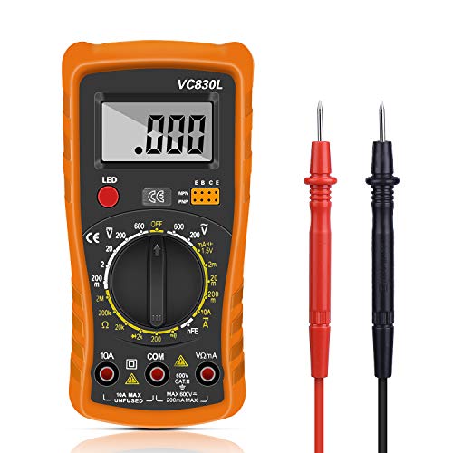 Digital Multimeter, Multimeter Messgeräte Digitales Voltmeter Amperemeter Ohmmeter, Multimeter Voltmeter Spannungsmesser Stromprüfer Widerstand Elektronisches Messgerät mit LCD-Anzeige (Yellow)
