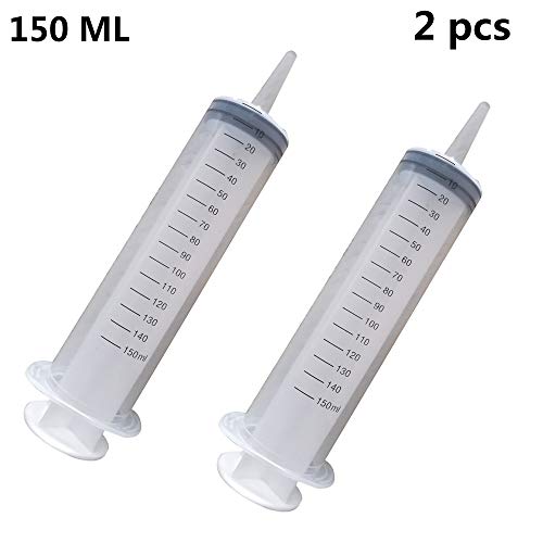 2 Stück 150 ml Plastik Wiederverwendbar Einweg Präzisions Hydroponik Ernährung Spritze, Kunststoff Dosierspritze Feeder Reinigung Begießen Einlauf Nährstoff Gesundheit Messung Spritze Tools