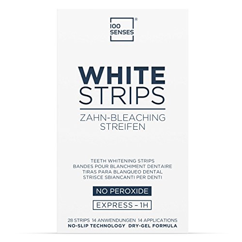 100SENSES White Strips für weiße Zähne 28 Stück I White Stripes I Bleaching Strips zur Zahnaufhellung in 14 Tagen I Whitening Bleaching Streifen mit No-Slip Technologie für besseren Halt