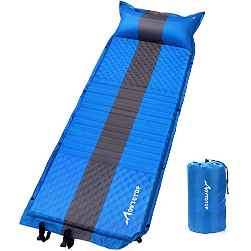 MOVTOTOP Selbstaufblasend Isomatte Camping(196 x 68 x 3 cm), Aufblasbare Luftmatratze Camping mit Kissen, Tragbare Ultraleichte Schlafmatte für Camping, Outdoor, Wandern, Strand