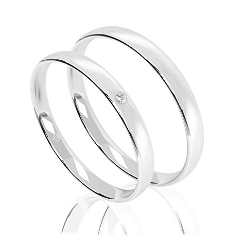 PAARPREIS! Classic Trauringe 333, 375, 585 Gold klassische Eheringe inkl. Gravur 3mm Breit (14 Karat (585) Weißgold)