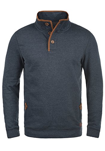 Blend Achlias Herren Troyer Sweatpullover Mit Stehkragen Knöpfen Und Taschen, Größe:L, Farbe:Navy (70230)