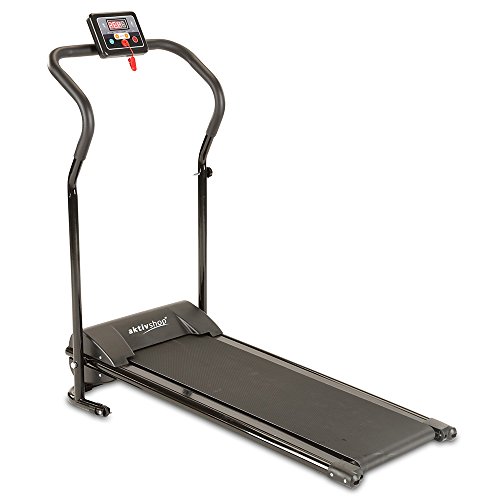 aktivshop Laufband aktiv mit elektrischem Motor bis 10 km/h, klappbar, Belastbarkeit bis 120 kg, übersichtlicher LCD-Display mit 3 Trainingsprogrammen und Sicherheits-Notstopp