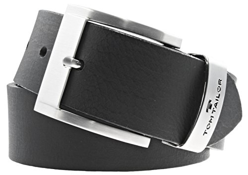 TOM TAILOR Herren Gürtel Herrengürtel Leder Gürtel Ledergürtel 40 mm schwarz, Länge:100