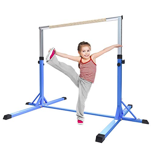 FBSPORT Gymnastik horizontale Bar Ausrüstung gymnastische Turngerät Turnreck für Kinder,Verstellbare Höhe Stabile Home Hohe Bars