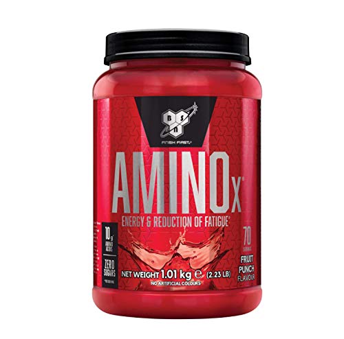 BSN Amino X Verzweigtkettige Aminosäuren (mit Vitamin D, Vitamin B6, Taurin, Alanin und Arginin, BCAA-Pulver von BSN) fruit punch, 70 Portionen, 1kg