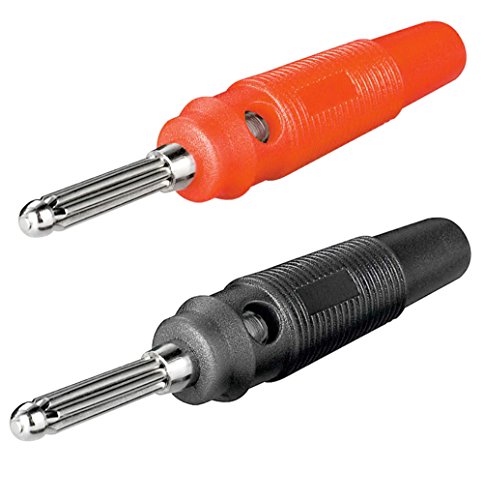10x Bananenstecker gefedert [Laborstecker, Büschelstecker]; 5x rot; 5x schwarz; schraubbar; lötfrei