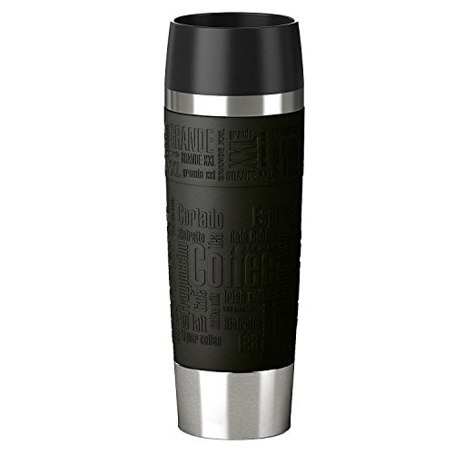 Emsa 515615 Isolierbecher (Mobil genießen, 500 ml, Quick Press Verschluss, Travel Mug Grande) schwarz