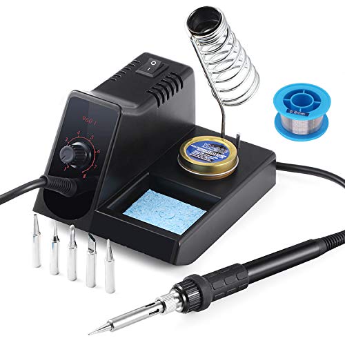 Lötstation, LYLIN 60W Professionell Lötstation Set 200~480℃ Temperaturkontrolle Lötkolben Set für Schule Labor Hobbylöten (Ersatzspitzen + Lötzinn)