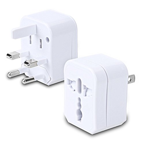 Incutex 1x Reiseadapter kompakt 3-teilig universal Reiseadapter Weltreiseadapter Reisestecker universal, weiß