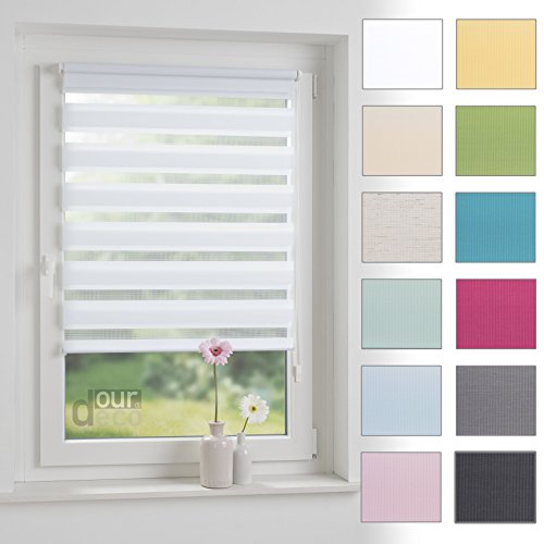 ourdeco Doppel-Rollo, Duo-Rollo / 70 x 160 cm pastellgrün / lichtdurchlässig, blickdicht / Klemmen=Montage ohne Bohren=Smartfix=Klemmfix=Easy-to-fix