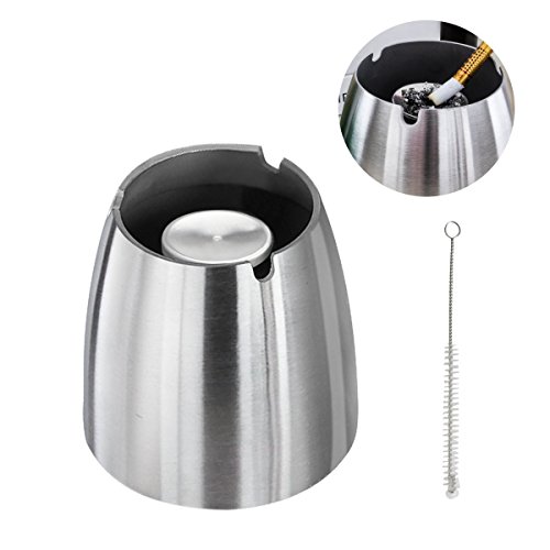 Zaeel Aschenbecher Edelstahl Windaschenbecher für die Reinigung von Zigarettenasche, Draußen Sturmaschenbecher, Moderne Tischplatte Aschenbecher mit Rutschfeste Basis für Home Office Dekoration