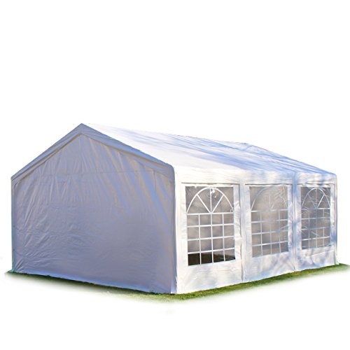 Hochwertiges Partyzelt 4x6 m Pavillon Zelt 240g/m² PE Plane Gartenzelt Festzelt Bierzelt Wasserdicht! weiß