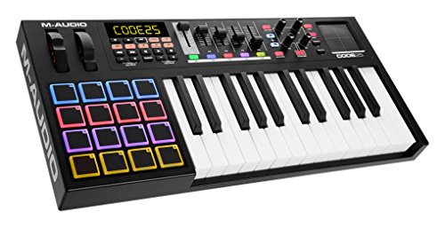 M-Audio USB MIDI Controller mit anschlagdynamischen 25-Tasten, 16  Trigger-Pads, Schwarz