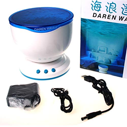Projektorlampe Schlaf LED Nachtlicht Lampe Ocean Wave Beamerlampe entspannende Lichtshow Erwachsene Stimmungslicht für Baby Kinderzimmer Schlafzimmer Wohnzimmer (Weiß)
