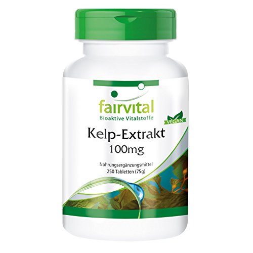 Kelp-Extrakt 100mg , natürliche Jod-Quelle mit 150mcg Jod/ 100% NRV, aus dem Nord-Atlantik, 250 vegane Tabletten, Großpackung