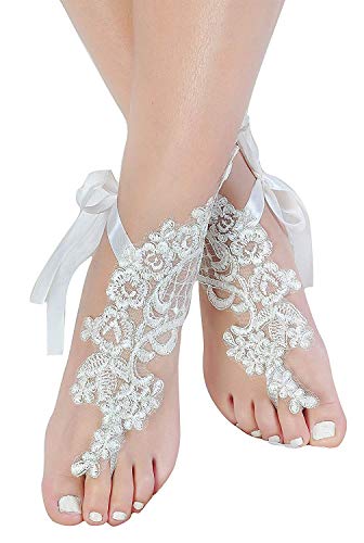 Crochet Black Barfuß-Sandalen, Strand Pool, Nude Schuhe, Fußschmuck, Fußlose Sandeln, Strand, Hochzeit, Strandschmuck, Yogakette, Fußkettchen, Hochzeitsschuhe, Einheitsgröße