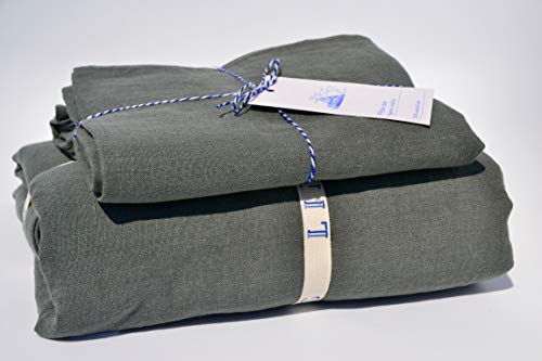 100% Leinen-Bettwäsche (Stone Washed) (40x80, Forest Green)