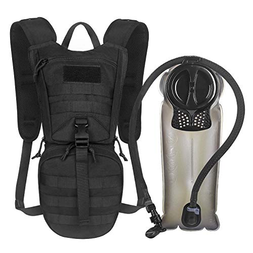 Unigear Trinkrucksack mit 2.5L Trinkblase, taktischer Hydration Rucksack Fahrradrucksack für Klettern Trekking Radfahren Bergsteigen Outdoor Sports MEHRWEG (Elite-Version，Schwarz+2.5L Trinkblase)