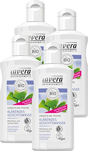 lavera Klärendes Gesichtswasser ∙ Strahlend frischer Teint ∙ Gründlich & wirksam ∙ Unreine Haut ∙ Gesichtsreinigung ∙ vegan  Bio  Naturkosmetik  Natural  Kosmetik Gesichtspflege 4erPack (4x125ml)