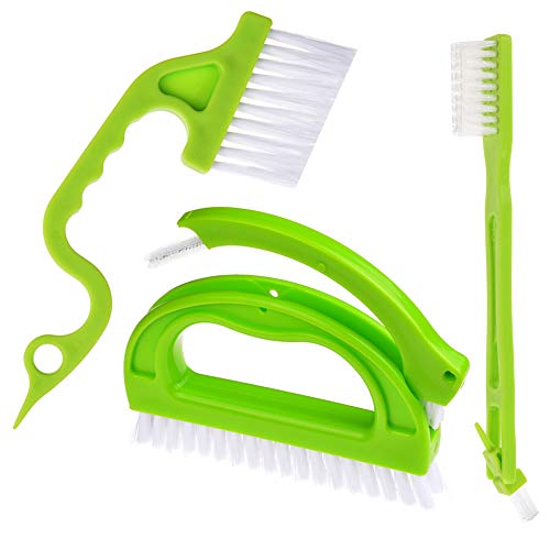 JTENG Fugenbürste für Bad,Küche und Haushalt - 4 in 1 Reinigungsbürste Set Reinigt effektiv Fugenfliesen und entfernt Schimmel oberflächlich (Grün)