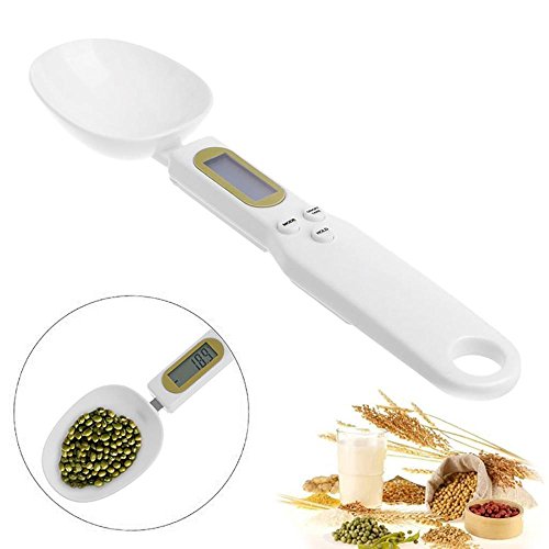KOBWA Tragbare LCD-Digital-Küchenwaage Messlöffel Gram Elektronischer Löffel 500g/0,1g LCD-Display Kochwerkzeuge mit abnehmbarem Löffel Messen trockener und flüssiger Zutaten (Messlöffel)