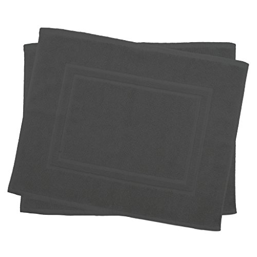 Julie Julsen 2er Pack 50 x 40 cm Badvorleger in Premium Qualität 900 gm2 in aktuellen Farben und 4 Größen aus Baumwolle Badematte Badteppich Duschvorleger Design Doppel Rahmen Anthrazit