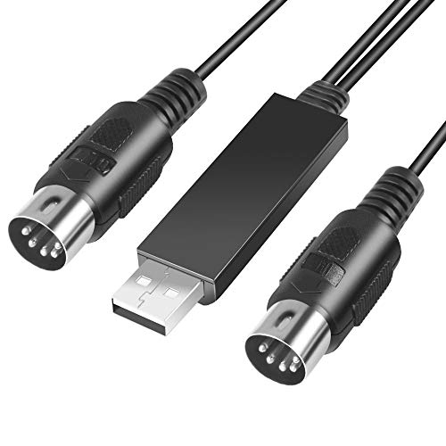 OTraki Midi USB Kabel Interface Konverter, 5 Polig In Out Midi zu USB Adapter Controller für Yamaha Casio Roland Keyboard Piano Instrument auf Mac Computer PC Windows Laptop Musik Studio (2 m)